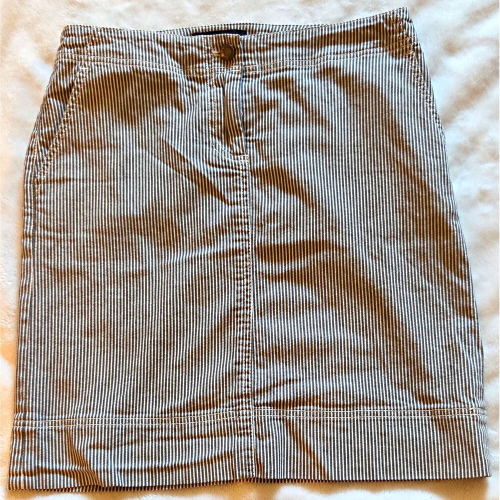 Womens Railroad Pinstripe Denim Skirt In Petite